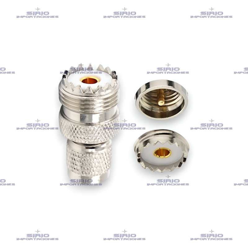 Adaptador Recto UHF-F (SO239) a Mini UHF-M para Radios Móviles VHF/UHF