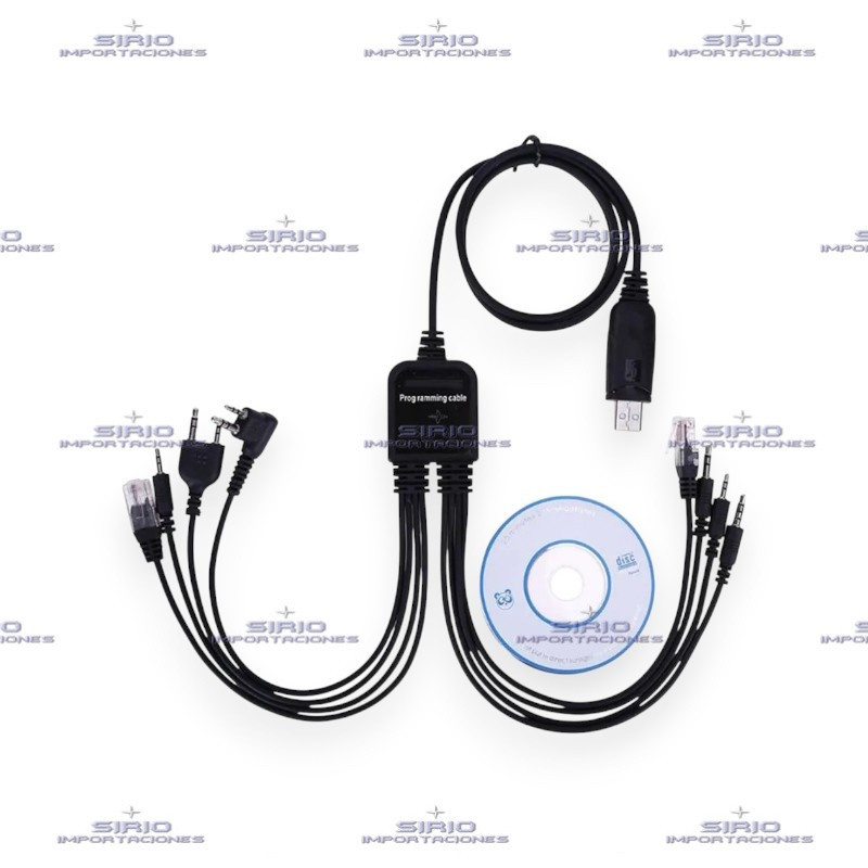 Cable RIB 8 en 1 Compatible con Radios Kenwood, Motorola, Baofeng, Vertex y Otros