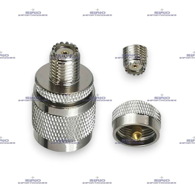 Adaptador Recto Mini UHF-F a UHF-M (PL259) para Radios Móviles VHF/UHF